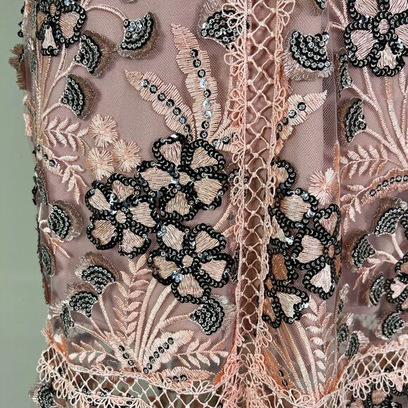 NBD | Revolve Felicity Pink Embroidered Floral Mermaid Halter Cocktail Dress M - Picture 4 of 12